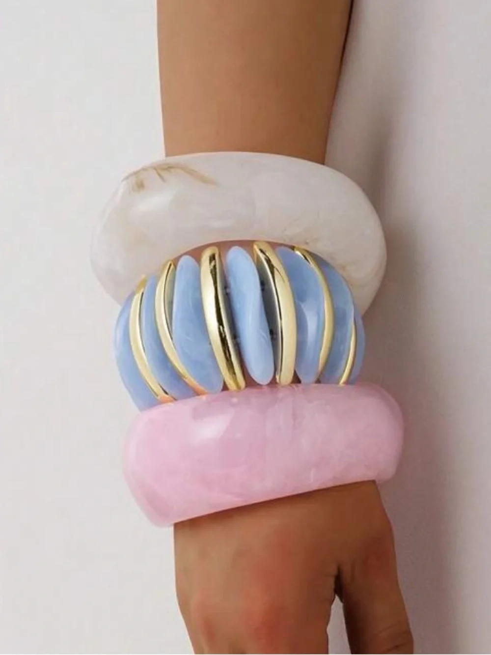 Chunky Marbled Resin Bangle Bracelet N2285